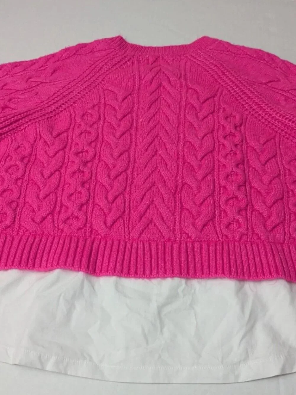 MAEVE by Anthropologie Cable Knit Hot Pink Sweater Women's Long Sleeve XL NWOT